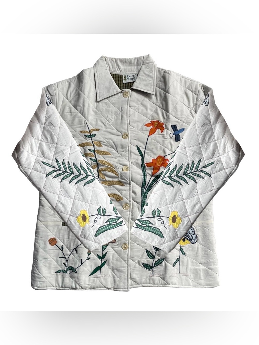 New Patch Magic reversible quilted jacket in wildflower theme